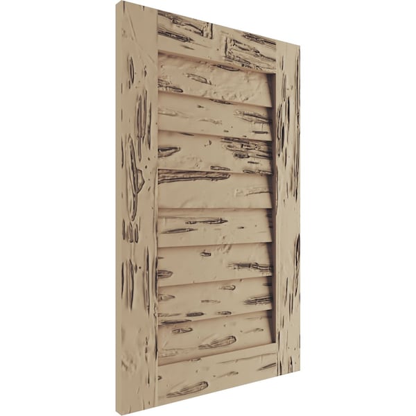 Timberthane Pecky Cypress Vertical Faux Wood Non-Functional Gable Vent, Primed Tan, 32W X 18H